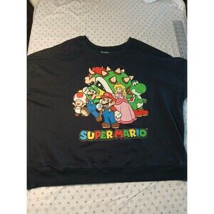 Super Mario Bros Long Sleeve Black XXL Sweatshirt